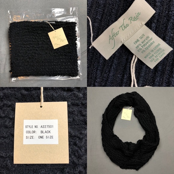 Black Ruffle Infinity Scarf Stretchy Wrap NWT - Picture 5 of 7